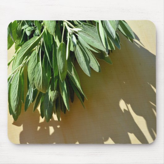 Elegante botanische groene kruiden bladeren salie muismat (Voorkant)