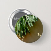 Elegante botanische groene kruiden bladeren salie ronde button 5,7 cm (Voorkant /achterkant)