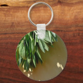 Elegante botanische groene kruiden bladeren salie sleutelhanger (Voorkant)
