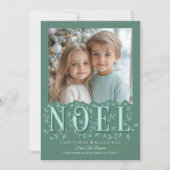 Elegante Botanische Groene Lavendel Foto Kerstmis Kaart (Voorkant)