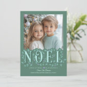 Elegante Botanische Groene Lavendel Foto Kerstmis Kaart (Staand voorkant)