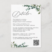Elegante Botanische Groene QR-code Huwelijksdetail Informatiekaartje (Voorkant)