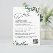 Elegante Botanische Groene QR-code Huwelijksdetail Informatiekaartje (Staand voorkant)