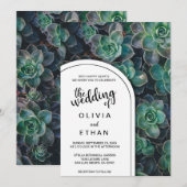 Elegante Botanische Groene Succulente Bloemenbruil Kaart (Voorkant / Achterkant)