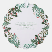 Elegante botanische groene vrolijke vakantiefoto ornament kaart (Achterkant)