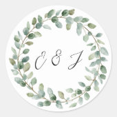 Elegante botanische gunst & envelop bruiloft Stick Ronde Sticker (Voorkant)