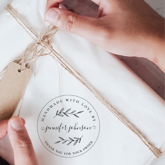 Elegante botanische handgemaakt met liefde op maat rubberstempel