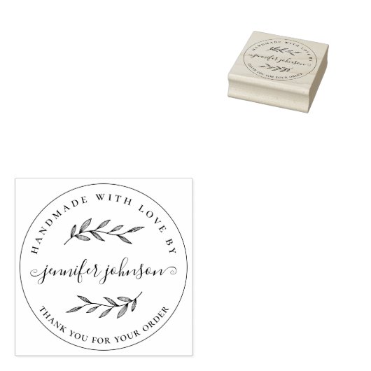 Elegante botanische handgemaakt met liefde op maat rubberstempel (Gestempeld)