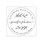 Elegante botanische handgemaakt met liefde op maat rubberstempel (Afrduk)