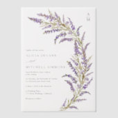 Elegante botanische handgeschilderde lavendelbruil vellum uitnodigingen (Voorkant)