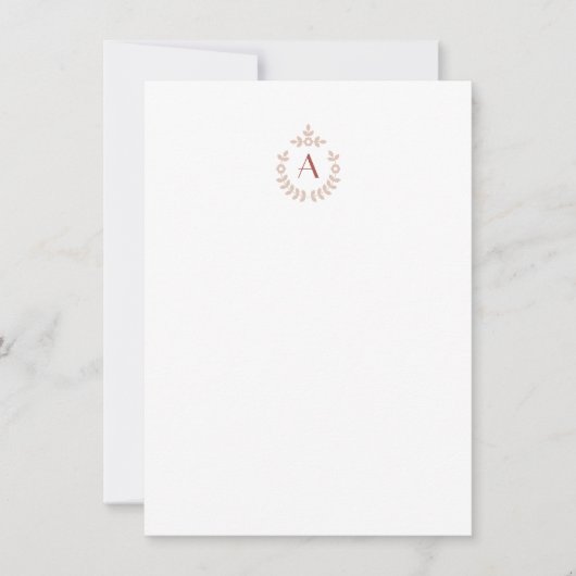 Elegante Botanische Hanger Crest Initiaal Monogram Notitiekaartje (Voorkant)