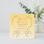 Elegante botanische hart bruidsborrel uitnodiging (Staand voorkant)