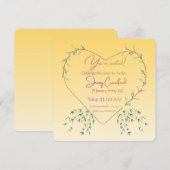 Elegante botanische hart bruidsborrel uitnodiging (Voorkant / Achterkant)