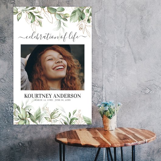 Elegante Botanische Herdenking Poster