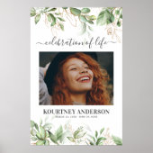 Elegante Botanische Herdenking Poster (Voorkant)