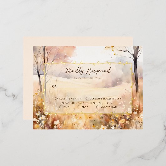 Elegante Botanische Herfst Boho Wedding RSVP Kaart (Voorkant / Achterkant)