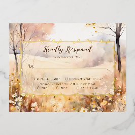 Elegante Botanische Herfst Boho Wedding RSVP Kaart