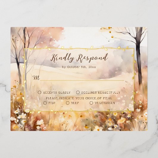 Elegante Botanische Herfst Boho Wedding RSVP Kaart (Voorkant)
