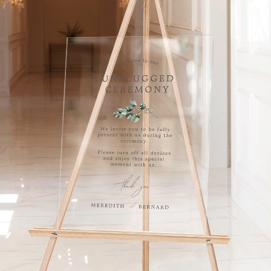 Elegante Botanische Huwelijk Unplugged Ceremony Acryl Bord