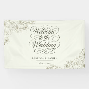 Elegante botanische huwelijks welkomstbanner spandoek