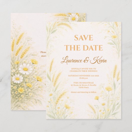 Elegante botanische huwelijksaankondiging save the date (Voorkant / Achterkant)