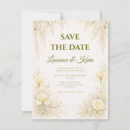 Elegante botanische huwelijksaankondiging Save the Date