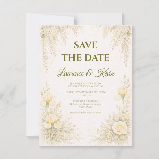 Elegante botanische huwelijksaankondiging Save the Date (Voorkant)