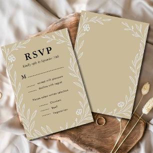 Elegante botanische huwelijksmaaltijdkeuze RSVP kaartje