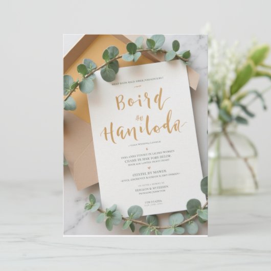 Elegante botanische huwelijksuitnodiging | Modern Kaart (Staand voorkant)