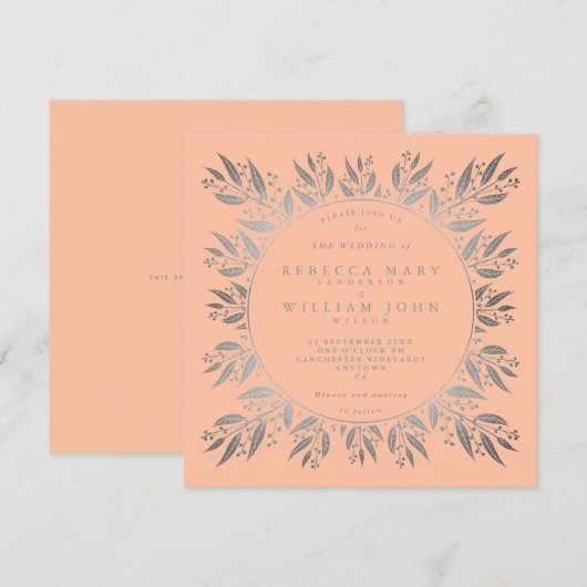 Elegante botanische Italiaanse stijl bruiloft Kaart (Voorkant / Achterkant)