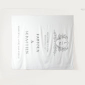 Elegante botanische kam crest monogram welkomstbor wandkleed (Voorkant (horizontaal))