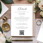 Elegante botanische kam monogram bruiloft Details Informatiekaartje