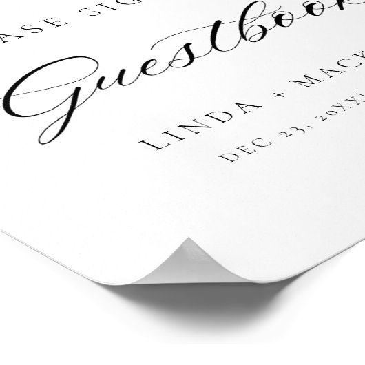 Elegante botanische kam monogram bruiloft gastenbo poster (Hoek)