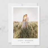 Elegante botanische kam monogram Foto Huwelijk Kaart (Achterkant)