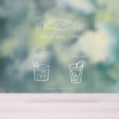 Elegante botanische kam monogram Signature Drink Acryl Bord (Neutraal)