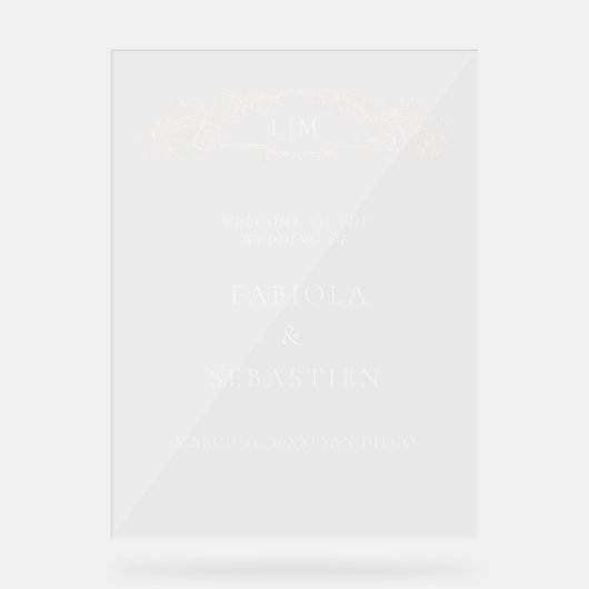 Elegante botanische kam monogram Welkomstbord Acryl Bord (Voorkant)