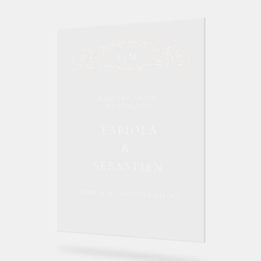 Elegante botanische kam monogram Welkomstbord Acryl Bord (Hoek)