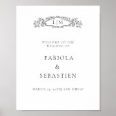 Elegante botanische kam monogram Welkomstbord Poster (Voorkant)