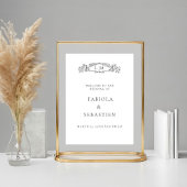 Elegante botanische kam monogram Welkomstbord Poster