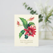 Elegante  Botanische Kerst Cactus Flower Briefkaart (Staand voorkant)