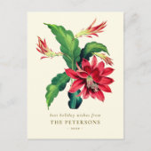 Elegante  Botanische Kerst Cactus Flower Briefkaart (Voorkant)