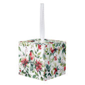 Elegante Botanische Kerst Robin Waterverf Decoratie (Achter hoekig)