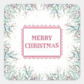 Elegante botanische kerst vierkante sticker (Voorkant)