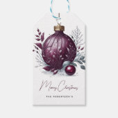 Elegante botanische kerstbal cadeaulabel (Voorkant)