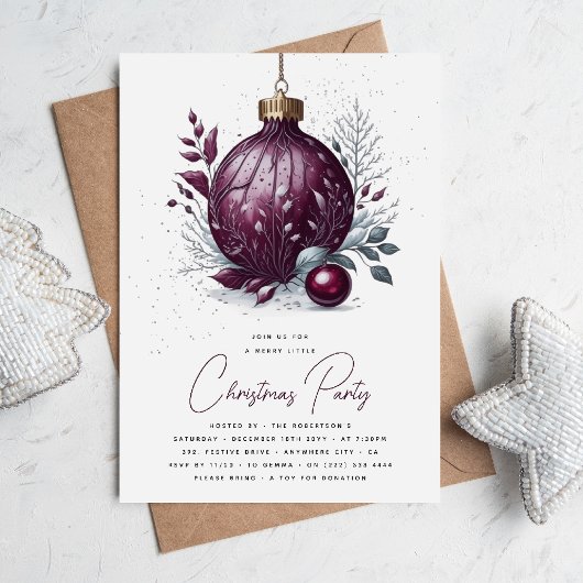 Elegante Botanische Kerstbal Kerstfeest Kaart