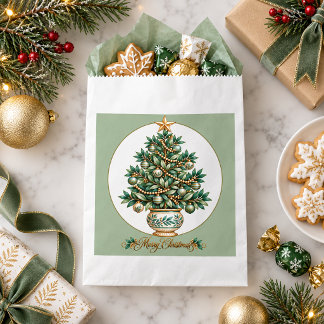Elegante Botanische Kerstboom Kerstmis Bedankzakje