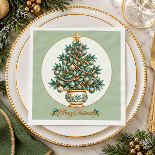 Elegante Botanische Kerstboom Kerstmis Servet