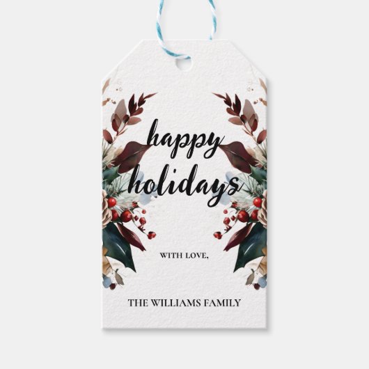 Elegante botanische kerstcadeautag | Rustieke wint Cadeaulabel (Voorkant)