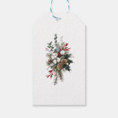 Elegante botanische kerstcadeautag | Rustieke wint Cadeaulabel (Achterkant)