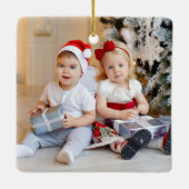 Elegante botanische kerstfamilie 5 foto keramisch ornament (Achterkant)